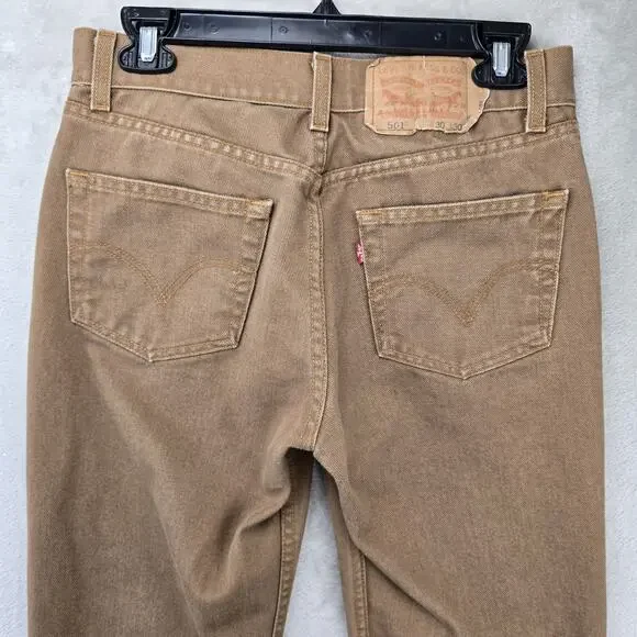 VTG Levis 501 Jeans Mens 28x27 Brown Button Fly Straight Leg USA Tag 30x30 Y2K - Picture 8 of 14